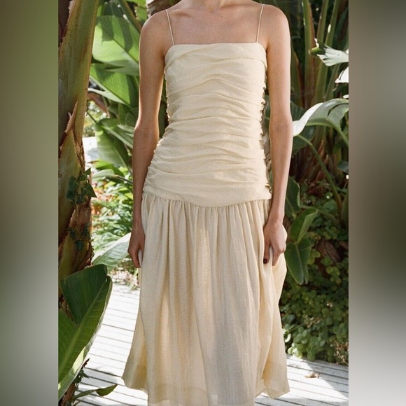 ZARA YELLOW DROP WAIST DRESS - Picture 5 of 6